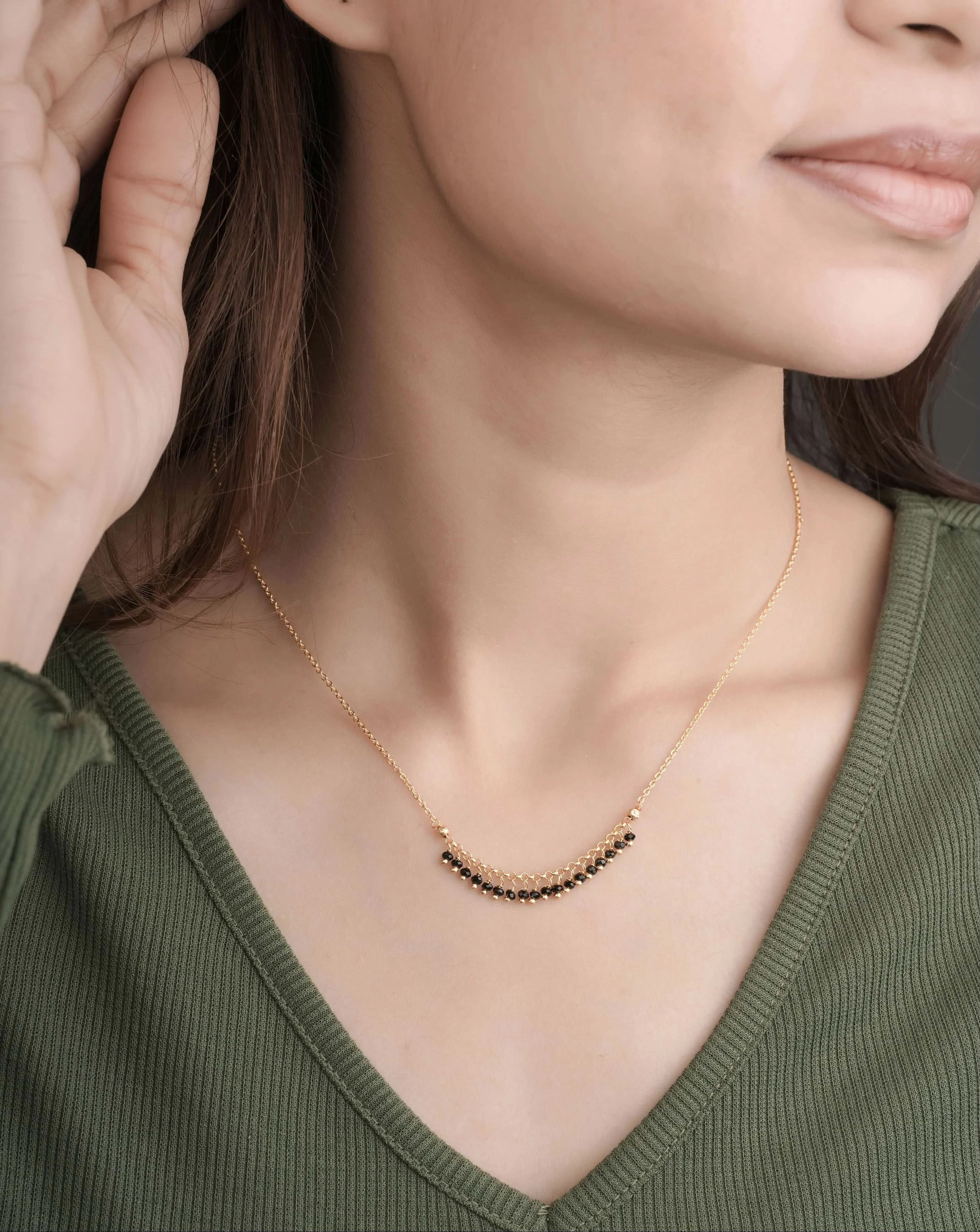 Buy 1 Get 1 Free -Gold Finish Minimal Layered Black Bead Mangalsutra