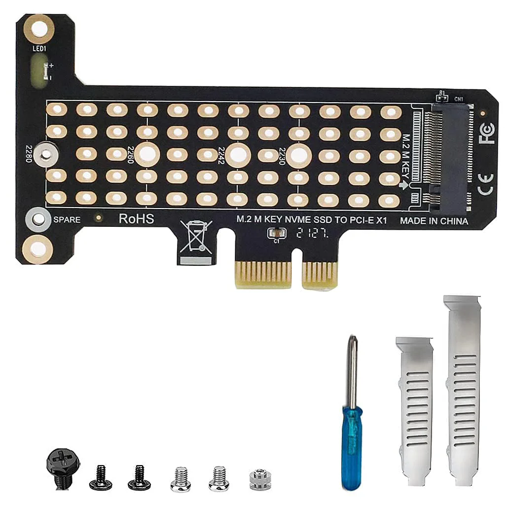 Verilux® NVMe Adapter, M.2 PCIE 4.0 x1 Adapter, M.2 NVME to PCIE 4.0 Adapter Card for M.2 (M Key) 2230, 2242, 2260, 2280 Size M.2 NVME SSD
