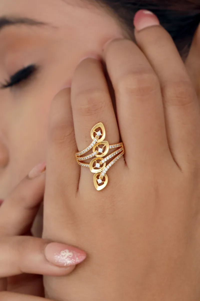 American Diamond Gold Plated Fancy Delicate Ring