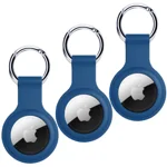 SQUIF Airtag Cases 3 Pack for Apple Airtags Silicone Case Protective Cover for Airtag Case Locator Tracker Anti-Lost Device Keychain Protection Sleeve (3 x Blue)
