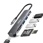 Verilux ® USB C Hub Multiport Adapter 6 in 1 Portable Aluminum USB Extender with 4K HDMI(30Hz), PD 87W, USB 3.0 Port, SD/Micro SD Card Reader, USB Type C Hub for MacBook Pro Air Type-C Devices