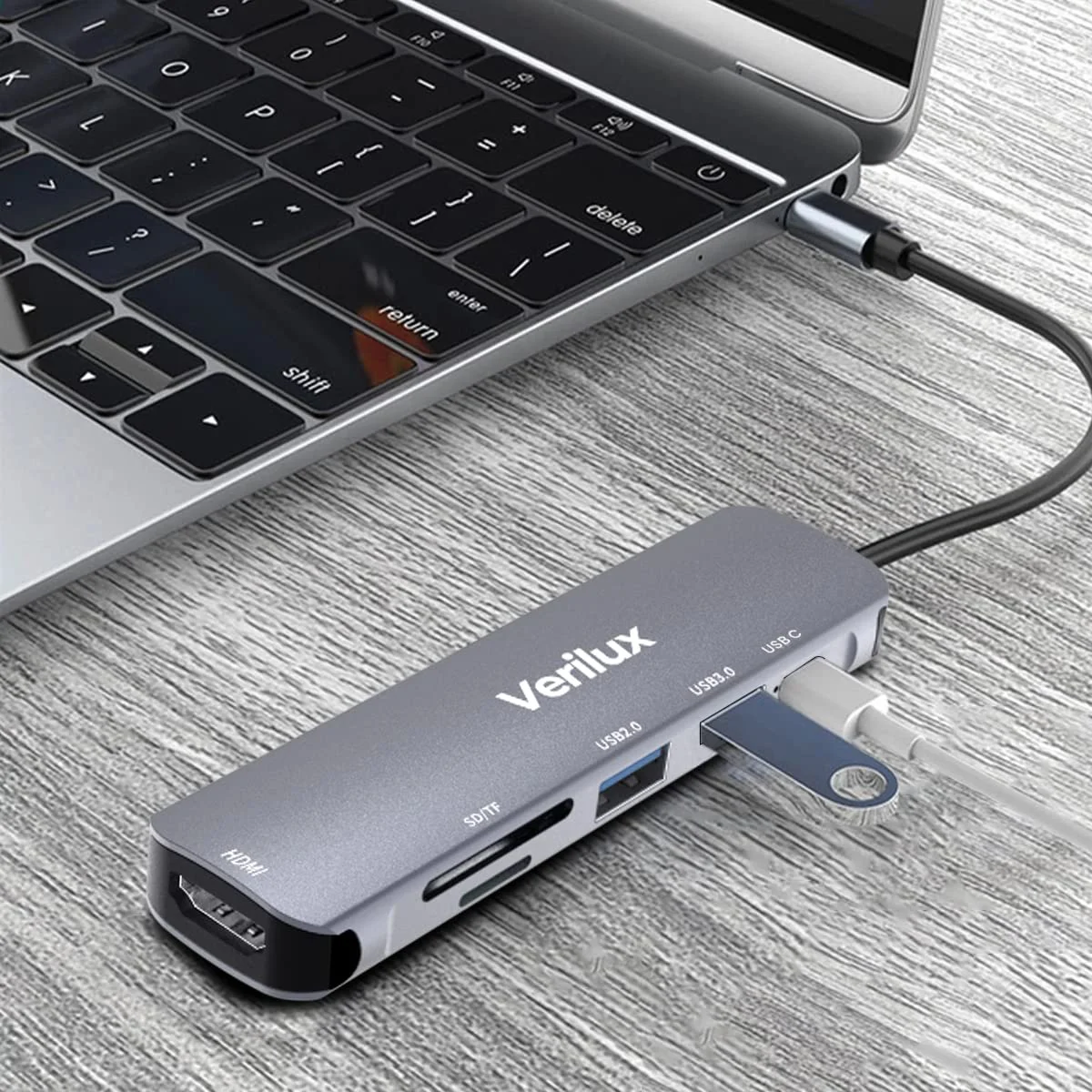 Verilux ® USB C Hub Multiport Adapter 6 in 1 Portable Aluminum USB Extender with 4K HDMI(30Hz), PD 87W, USB 3.0 Port, SD/Micro SD Card Reader, USB Type C Hub for MacBook Pro Air Type-C Devices - image 3