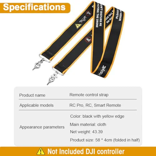 Verilux® Neck Strap for Controller of DJI Mini 3/ Mini 3 Pro/Mini 4 Pro/Air 3/ Air 2S/Mavic 3 Classic, Controller Neck Strap 22.8 inches Detachable Neck Strap with Attachment Rings - image 2