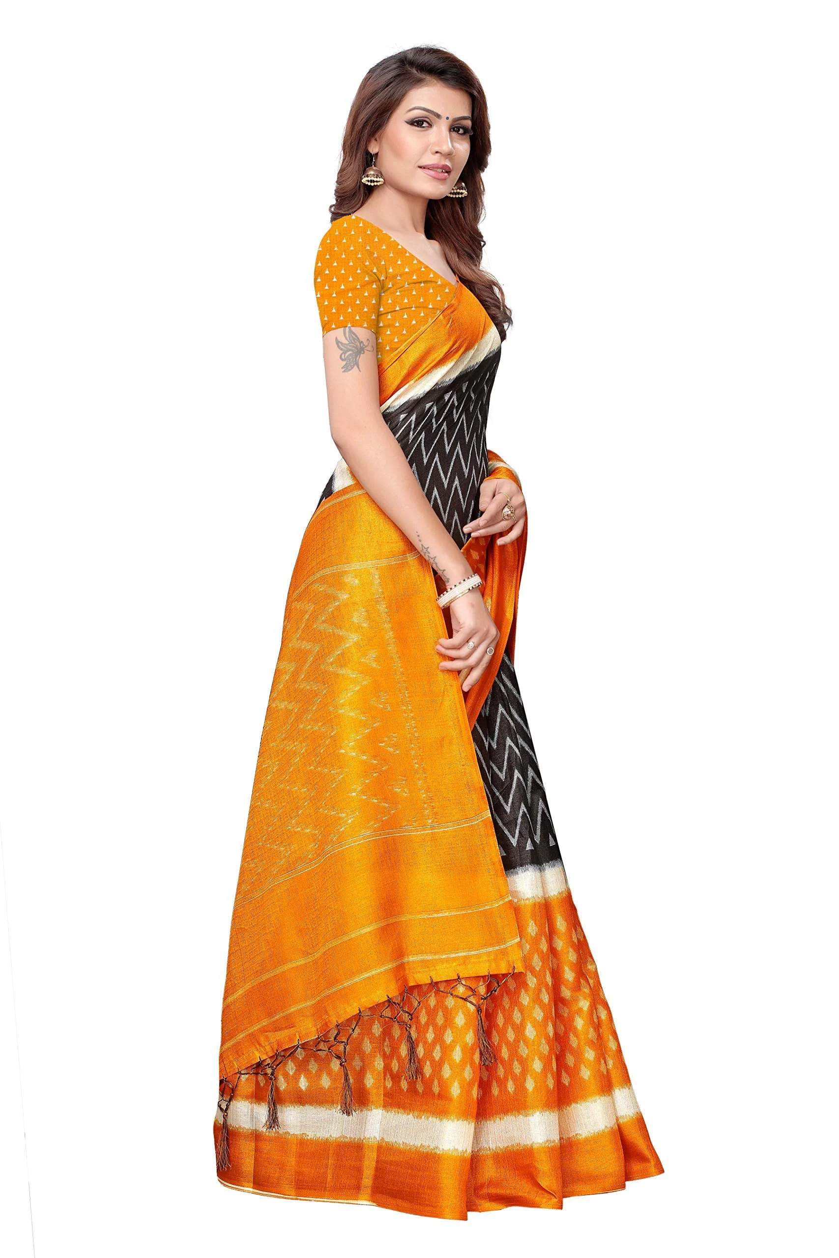Yashika women's Georgette light weight saree with blouse piece (Multi-Color_Free_Size) SDPL-SNAP MUSTARD - image 5