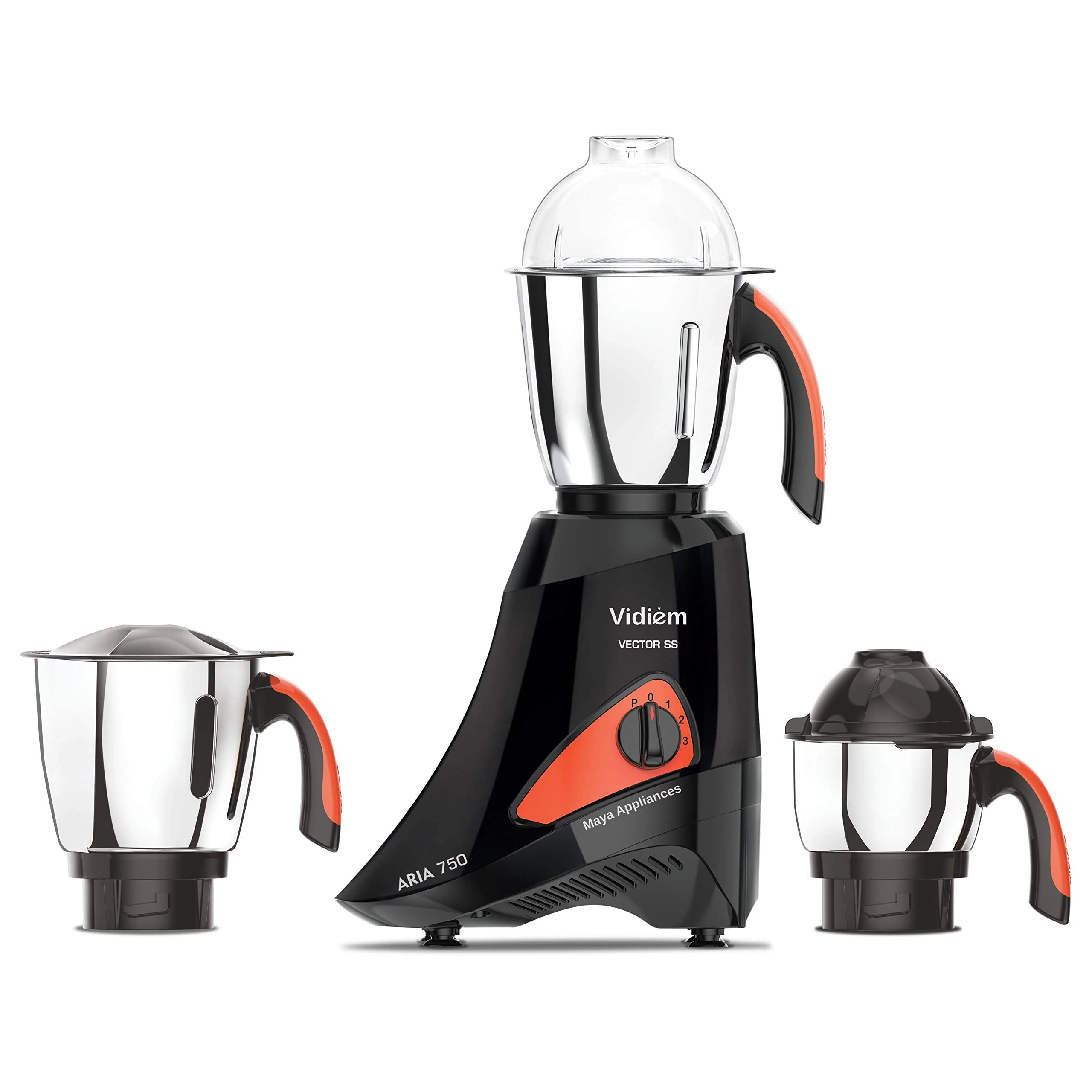 Vidiem Mixer Grinder 577 A Vector SS (Black) | 750-watt mixer grinder 3 Leakproof Jars with self-lock for wet & dry spices, chutneys & curries | 5 Years Warranty - image 2
