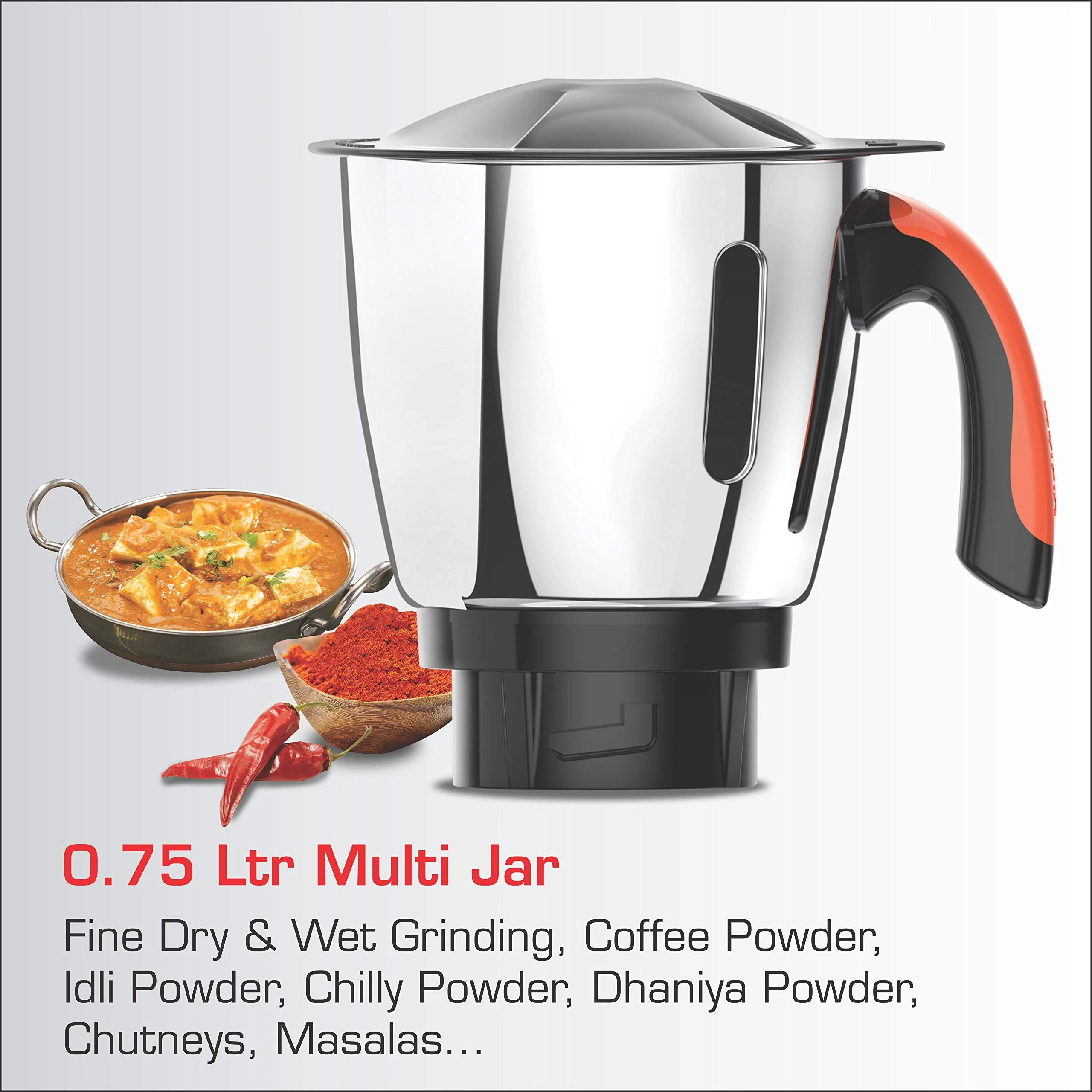 Vidiem Mixer Grinder 577 A Vector SS (Black) | 750-watt mixer grinder 3 Leakproof Jars with self-lock for wet & dry spices, chutneys & curries | 5 Years Warranty - image 4