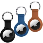 SQUIF Pack of 3 Airtag Case for Airtags Silicone Case Protective Cover for Airtag Case Locator Tracker Anti-Lost Device Keychain Protection Sleeve (Black_Blue_Brown)