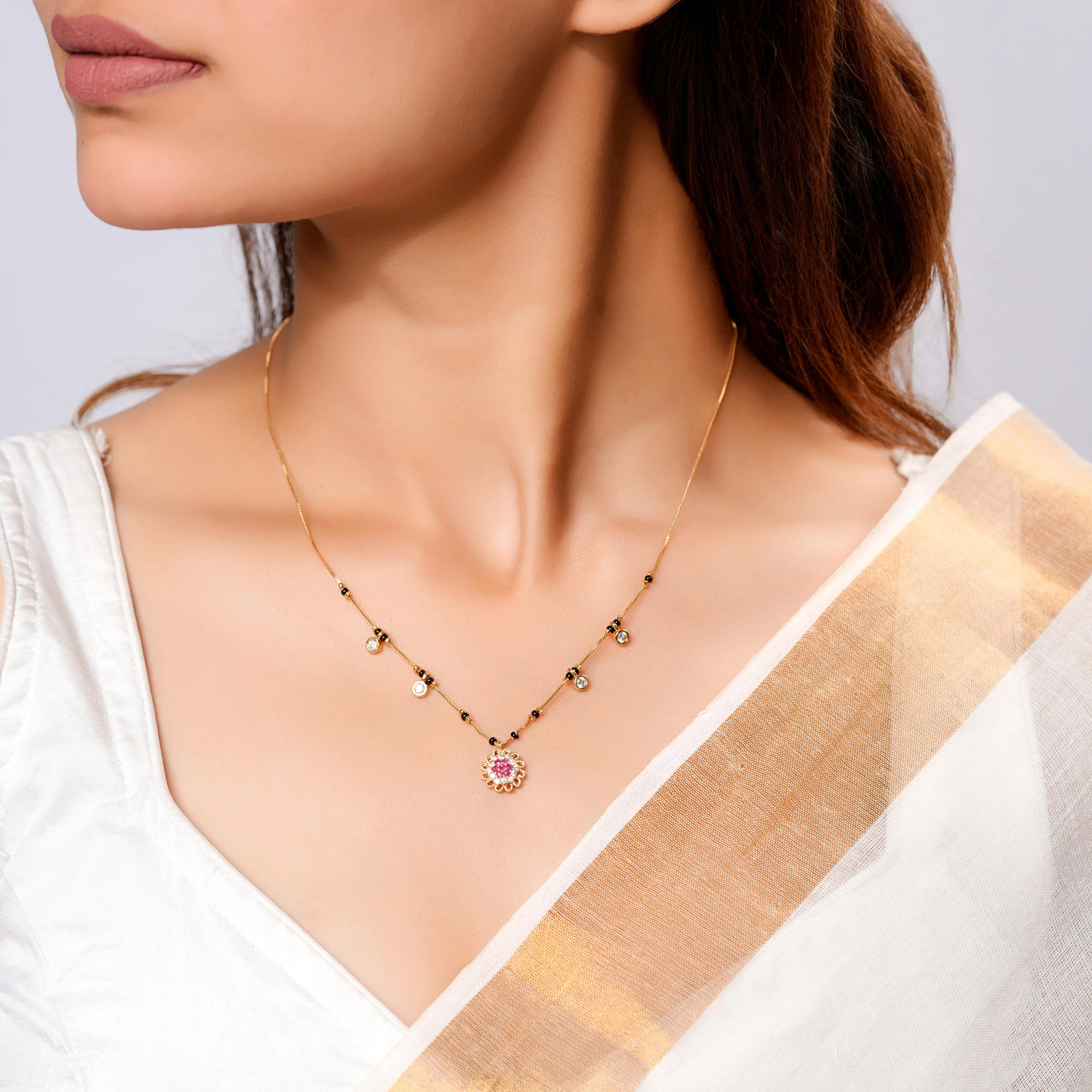 Buy 1 Get 1 Free -Ruby Bloom Charm Mangalsutra