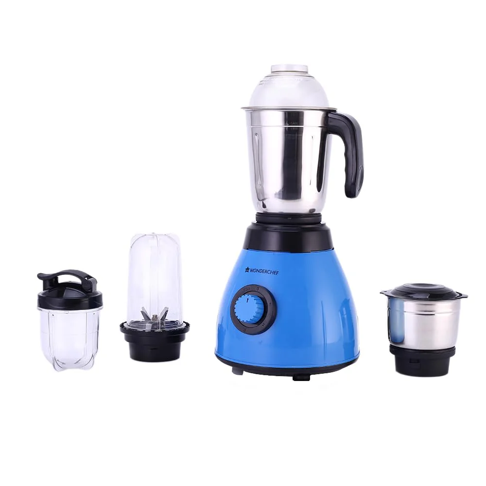 Wonderchef Acura Blender Pro Mixer Grinder 500W, 230V~50Hz, 4 Jars(2 Stainless Steel + 2 Polycarbonate Jars), Black & Blue, 2 Years Warranty by Wonderchef - image 1