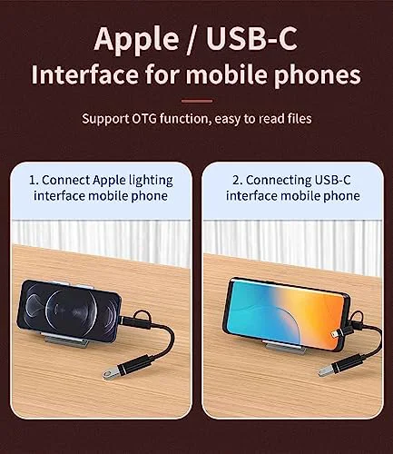 Verilux® USB OTG Cable Adapter for iPhone USB A Female to Light-ning/USB C Male Flash Drive Connector Flash Drive Adapter for iPhone, Ipad, More Type C Devices - image 4