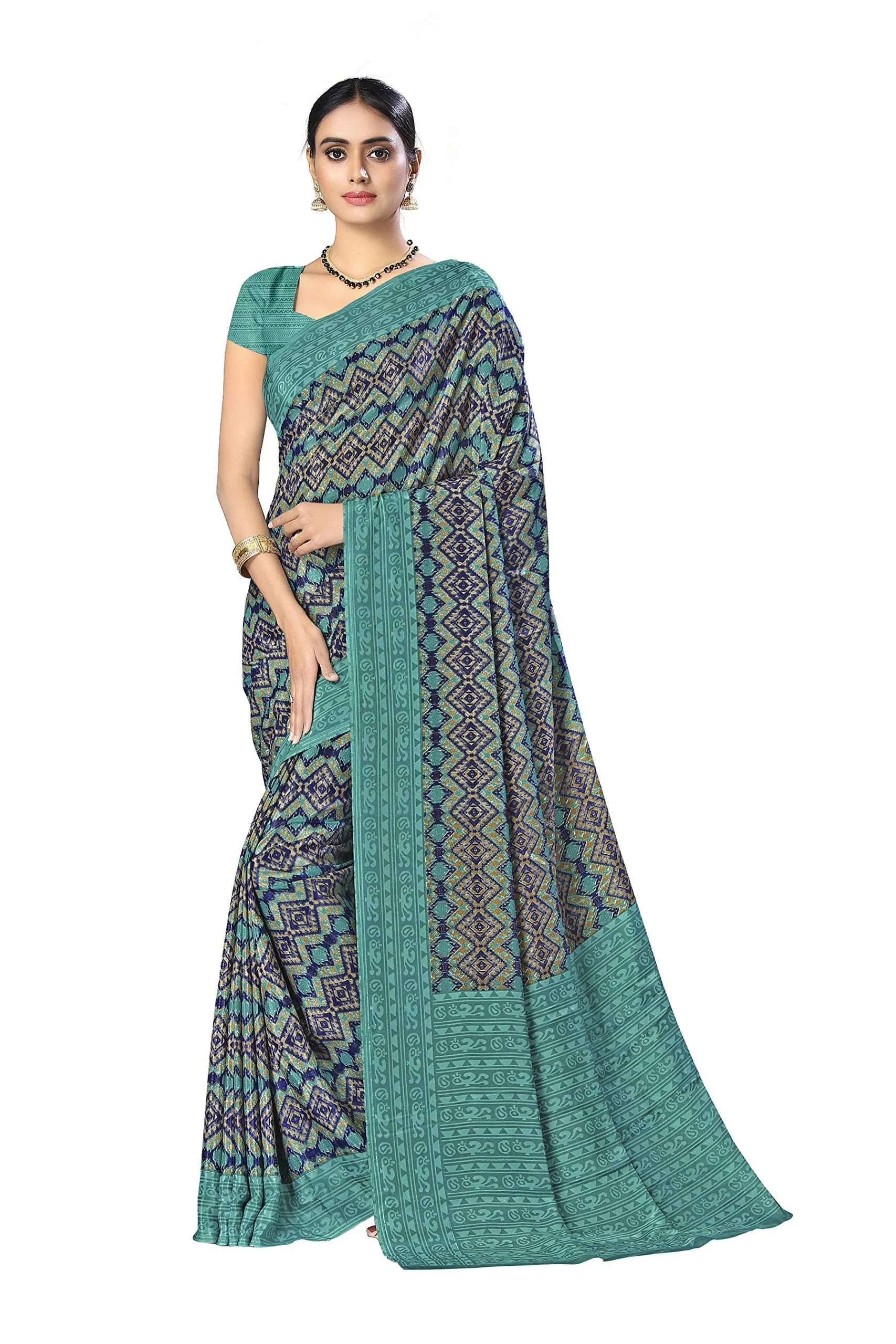 Vimla Women's Multi Crepe Silk Uniform Saree with Blouse (Multi; 1332_AC_Free Size) With FREE Henna Hair Color (Black) - image 2