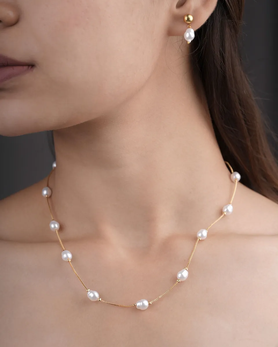 Fancy High Gold Western Pearl Mala Set