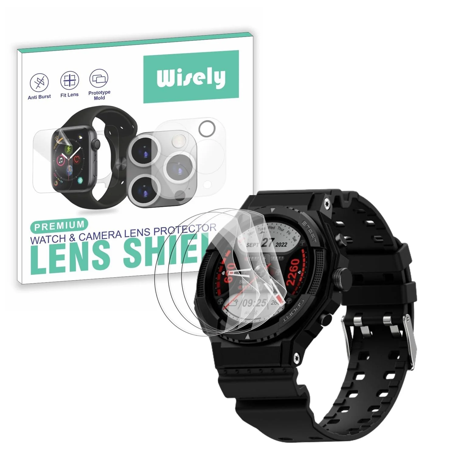 Wisely |3pcs| Screen Guard Protector For Fire Boltt Quest Smartwatch |1.39"| Bubble Free, Easy installation kit, Clear HD, Full Cover - image 2