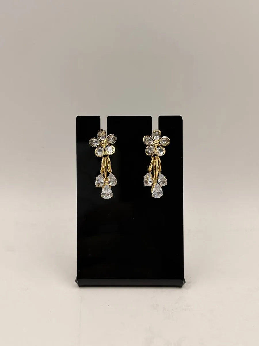 Golden Blossom Crystal Drop Earrings – Fashion Jewellery for Women & Girls