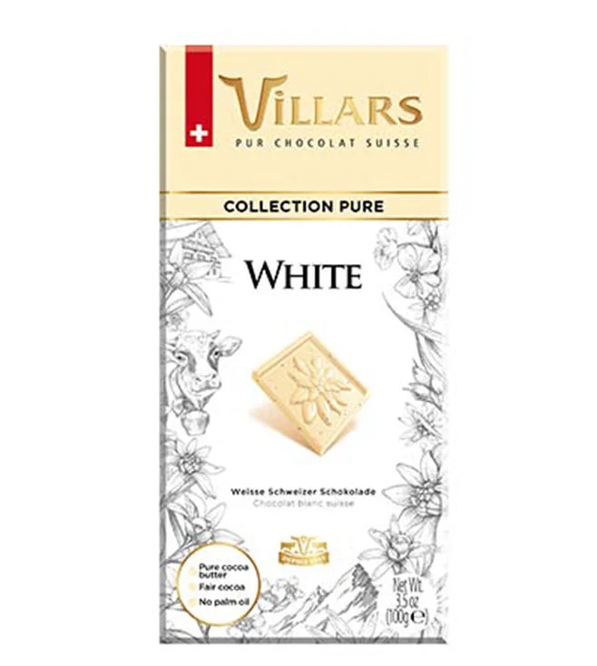 5x VILLARS White Pure Chocolate Bar - 100 g each - Pack of 5 - image 2