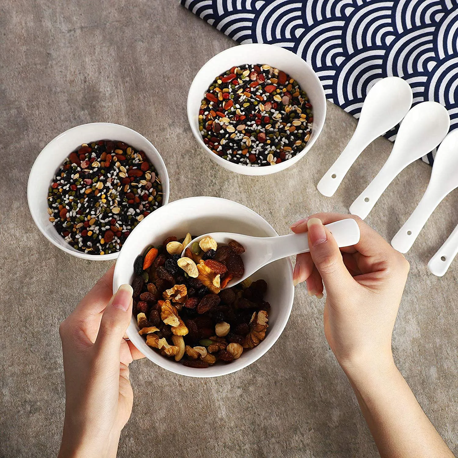 TAGROCK Ceramic Soup and Dessert Spoon, Microwave Safe - Pack of 6 (White) - image 3