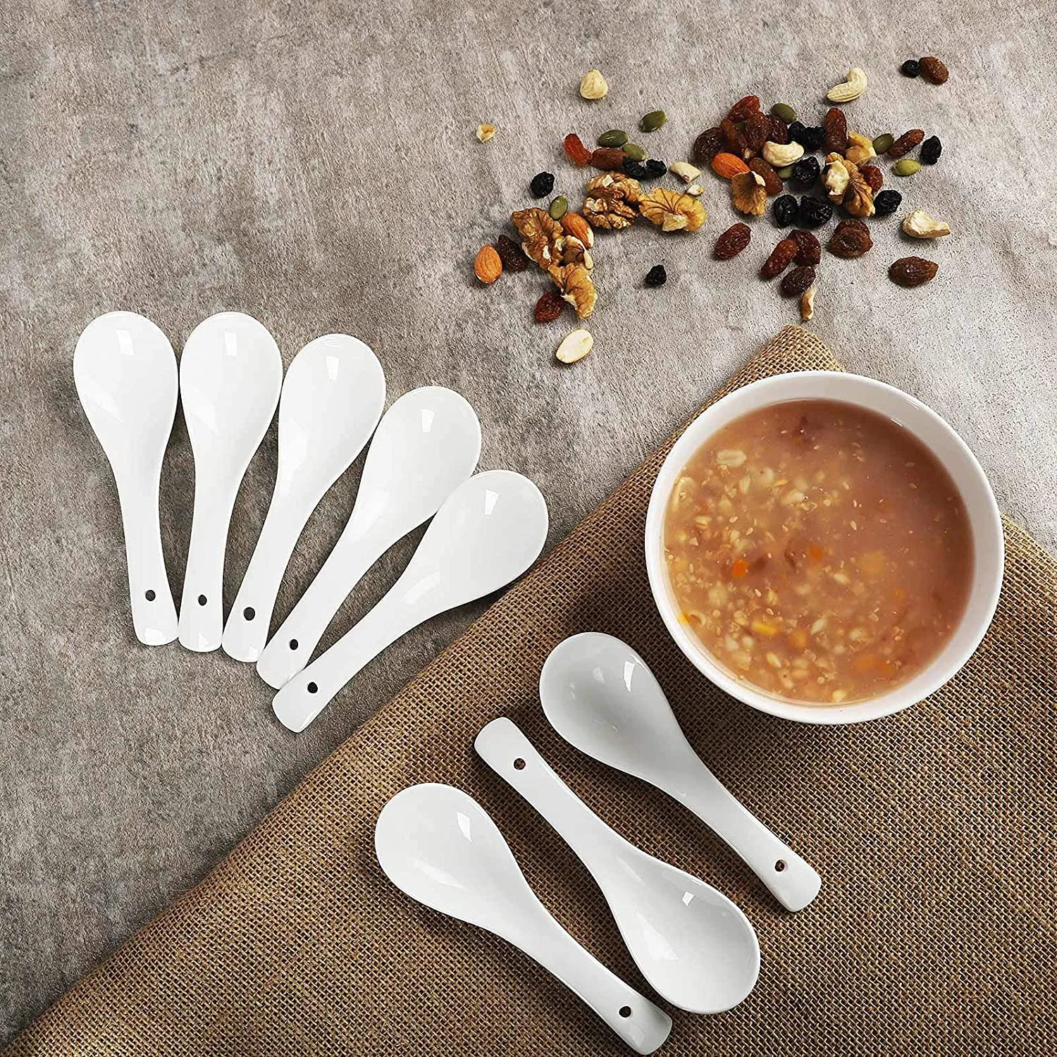 TAGROCK Ceramic Soup and Dessert Spoon, Microwave Safe - Pack of 6 (White) - image 4
