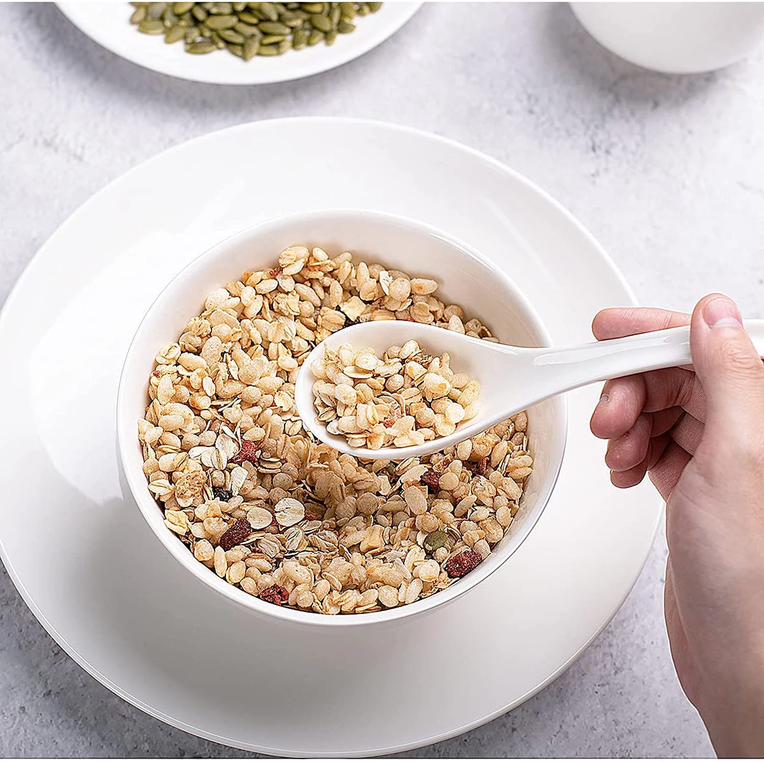 TAGROCK Ceramic Soup and Dessert Spoon, Microwave Safe - Pack of 6 (White) - image 5