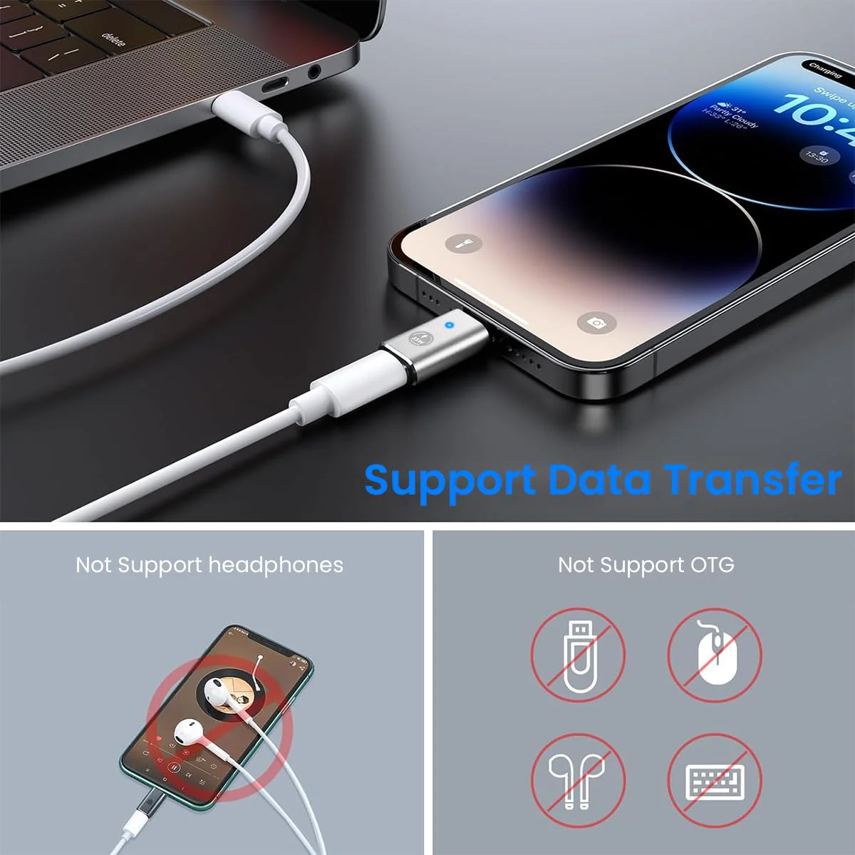 Verilux® USB C Adapter for iPhone, Lightn-ing to USB C Portable 35W Fast Charging USB C Adapter Support Data Sync USB C Adapter for iPhone15/1413/12/11, iPad Air - image 3