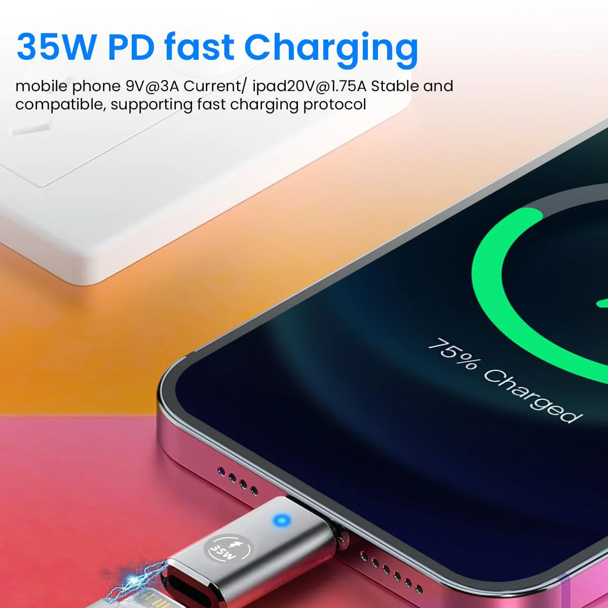 Verilux® USB C Adapter for iPhone, Lightn-ing to USB C Portable 35W Fast Charging USB C Adapter Support Data Sync USB C Adapter for iPhone15/1413/12/11, iPad Air - image 4