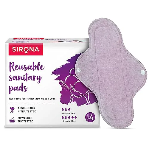 Sirona Reusable Pads for Women | 3 Regular Pads + 1 Overnight Pad | Cloth Pads for Women for Period, Reusable Sanitary Pads for Women, Rash Free Fabric, Skin Friendly, Lasts Up To 1 Year - (Pack of 4) - image 2