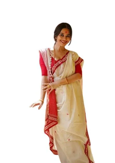 Zwab Women's Cotton Silk Soft Jamdani Sarees With Attach Unstitched Blouse Piece (Off White) - image 2