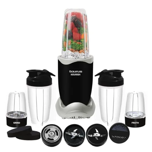 Taurus Nourish Mixer Grinder|5 Jar&2 Storage Jar For Smothies,Coffee,Dry fruits & Wet Grinding|600 W,Copper Motor|3 Blades Including Froth Blade with 2 Sipper & 1 Seasoning Cap|2 Yr Warranty - image 2