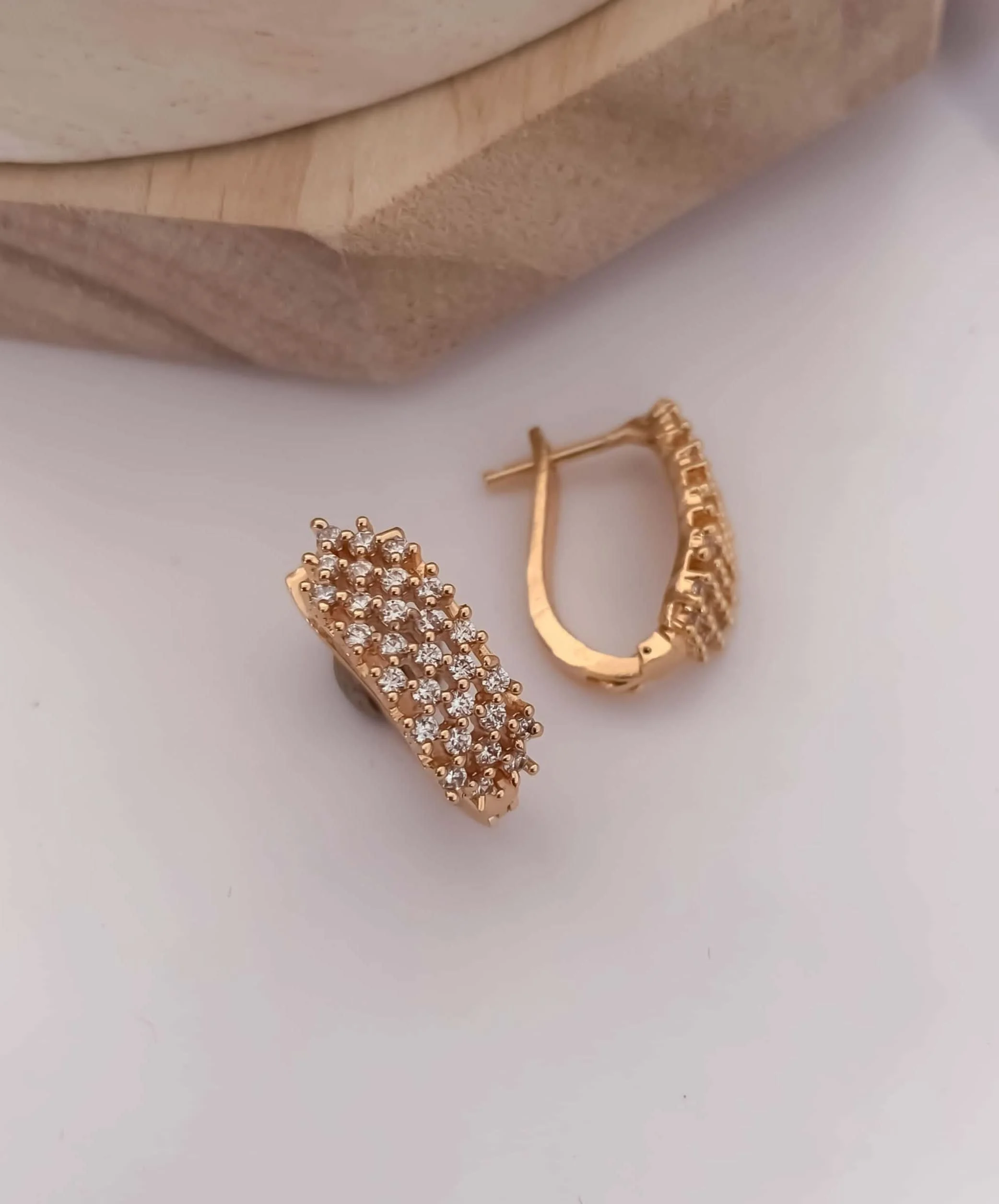 Buy 1 Get 1 Free - Cluster Glow Earrings – American Diamond Rose Gold-Plated Hoops