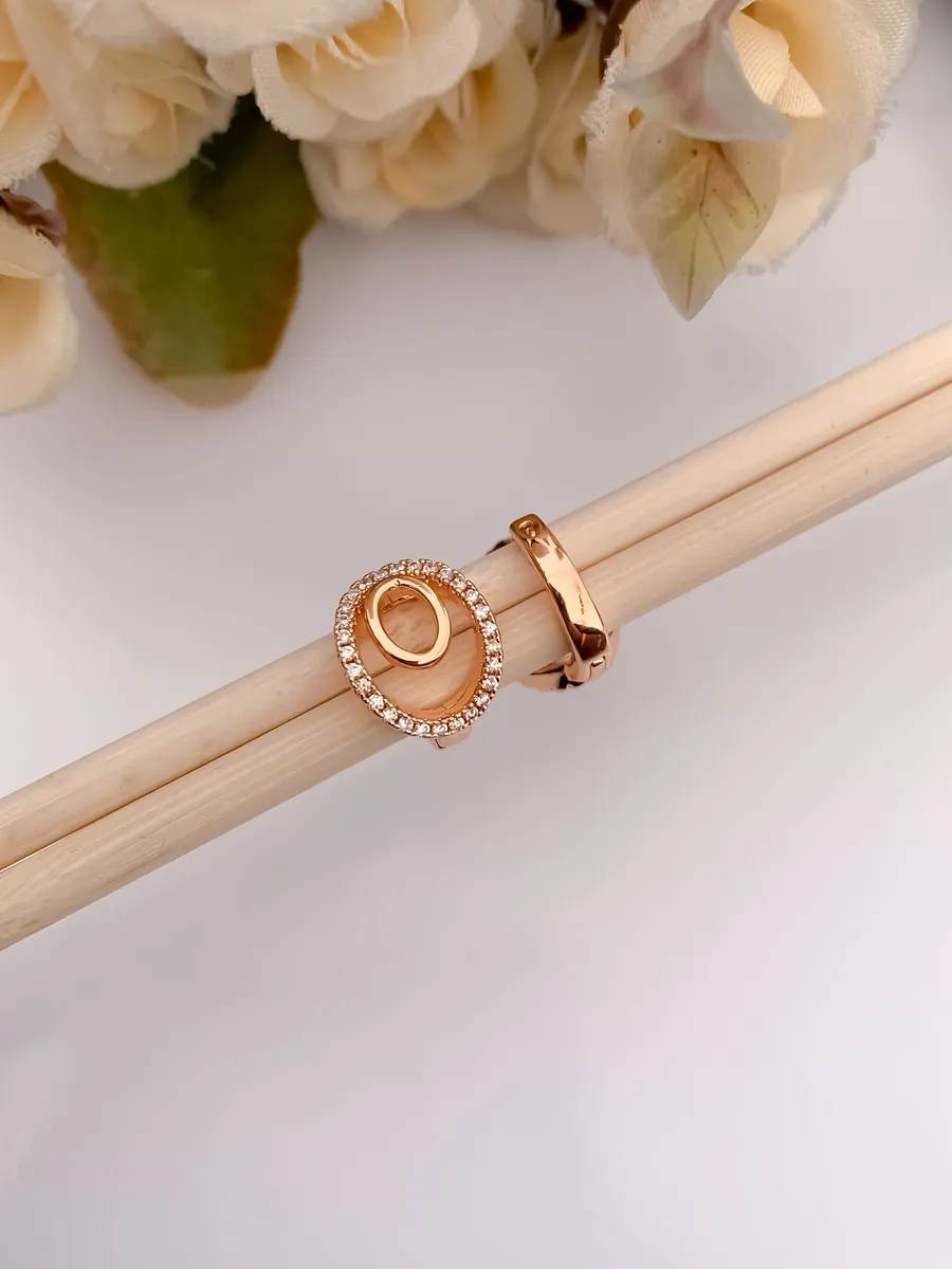 Buy 1 Get 1 Free-American Diamond Rose Gold Oval Shape Delicate Fancy Bali