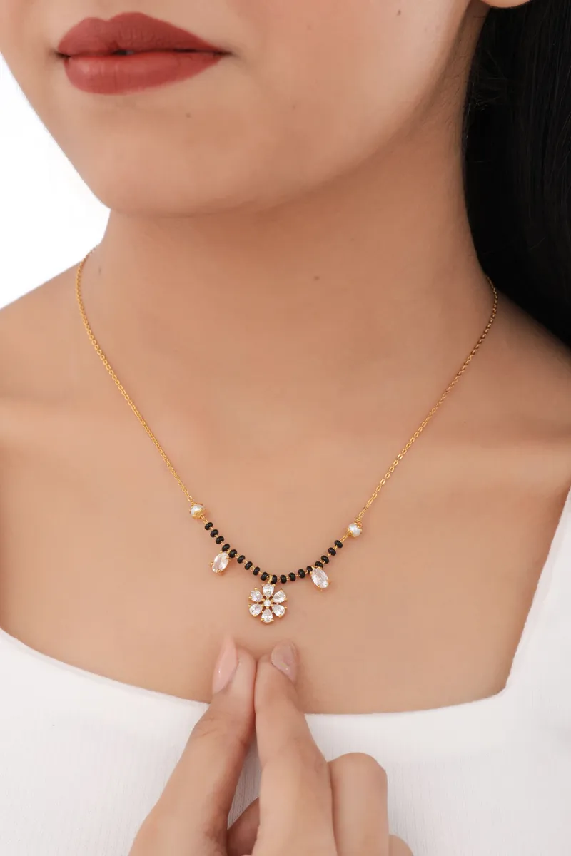 Buy 1 Get 1 Free - Floral Crystal Charm Minimal Mangalsutra