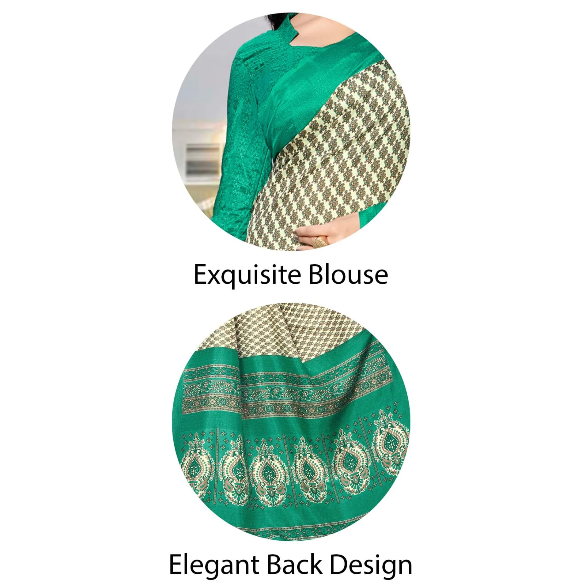 Vimla Women's Beige Malgudi Art Silk Uniform Saree with Blouse Piece (2313_Beige_Free Size) - image 4