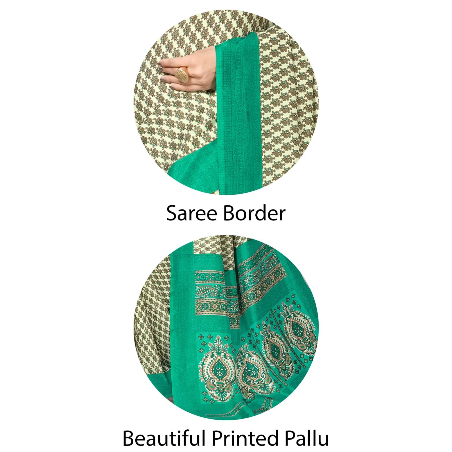 Vimla Women's Beige Malgudi Art Silk Uniform Saree with Blouse Piece (2313_Beige_Free Size) - image 5