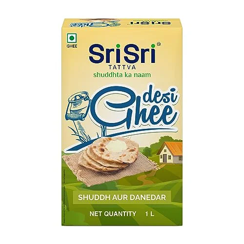 Sri Sri TATTVA shuddhta ka naam Desi Ghee - 1 Litre Shuddh Aur Danedar for Better Digestion and Immunity