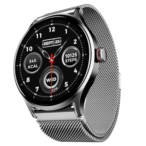 boAt Lunar Vista Smart Watch with 1.52" HD Display, Advanced Bluetooth Calling, Functional Crown,100+ Sports Mode, Always on Display, Heart Rate & SP02 Monitoring, IP67(Metal Silver)
