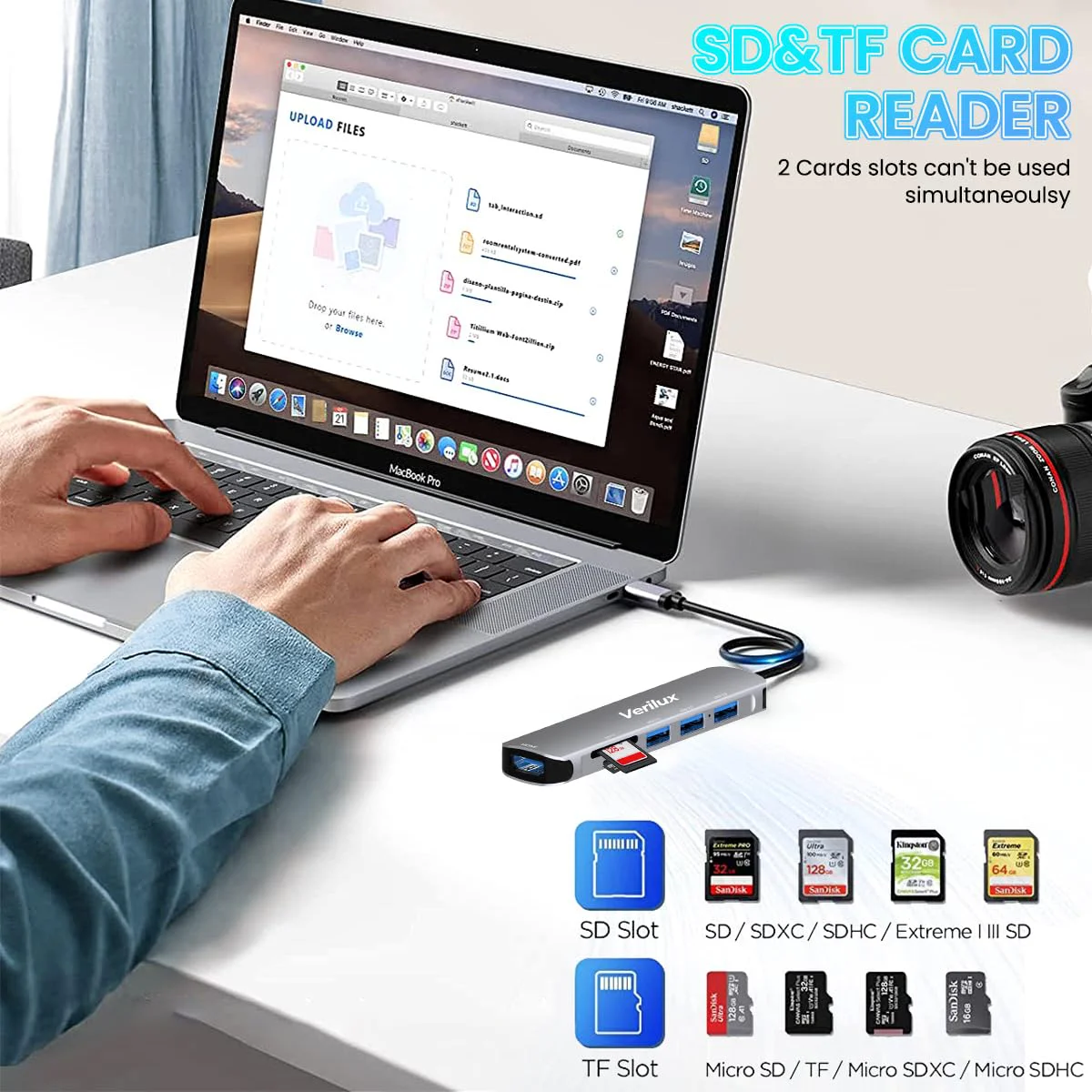 Verilux® USB C Hub Multiport Adapter- 6 in 1 Portable Aluminum Type C Hub with 4K HDMI Output, USB 2.0/3.0 Ports, SD/Micro SD Card Reader Compatible for MacBook Pro 2016-2020, MacBook Air 2018-2020 - image 5