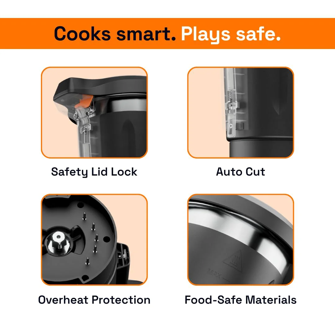 Upliance 2.0 Smart Cooking Appliance | Cook 750+ Dishes Faster | In-App Control & Nutrient Tracking | Chop, Cook, Stir & Clean | Glass Jar | 1-Year Warranty - image 5