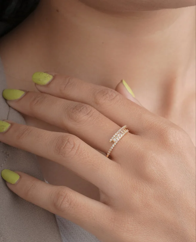 American Diamond High Gold Plated Delicate Fancy Ring