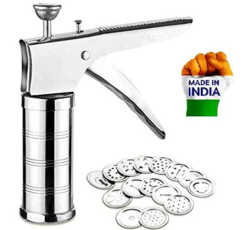 TEKCOOL Stainless Steel Kitchen Press with 15 Different Types of Jalies, Murukku Maker/Bhujiya Maker/Noodles/Cookies/Namkeen/Chakali Maker/Sev Maker/Farsan Maker/Gathiya Maker - image 3
