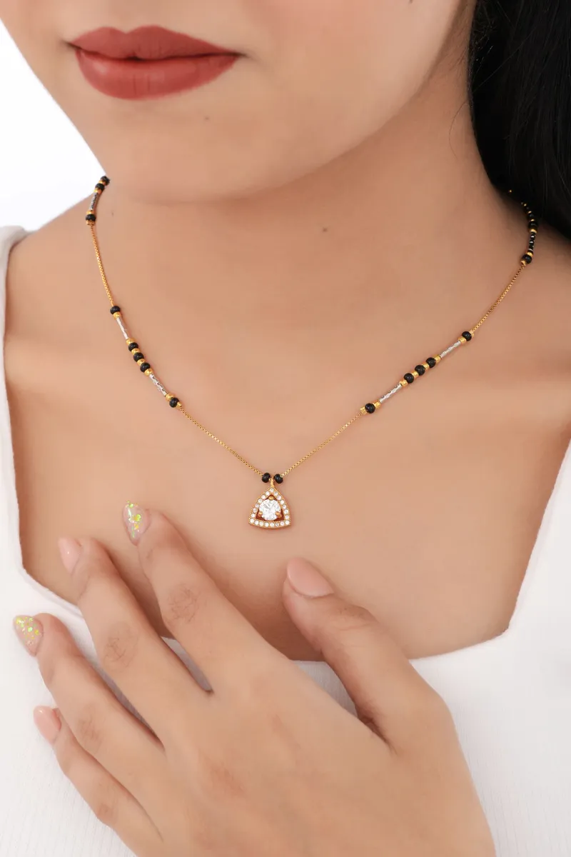 Buy 1 Get 1 Free - Triora Sparkle Triangle Pendant Mangalsutra