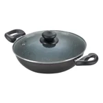 Prestige Aluminium Omega Deluxe Granite Kadhai, 24 cm, Black