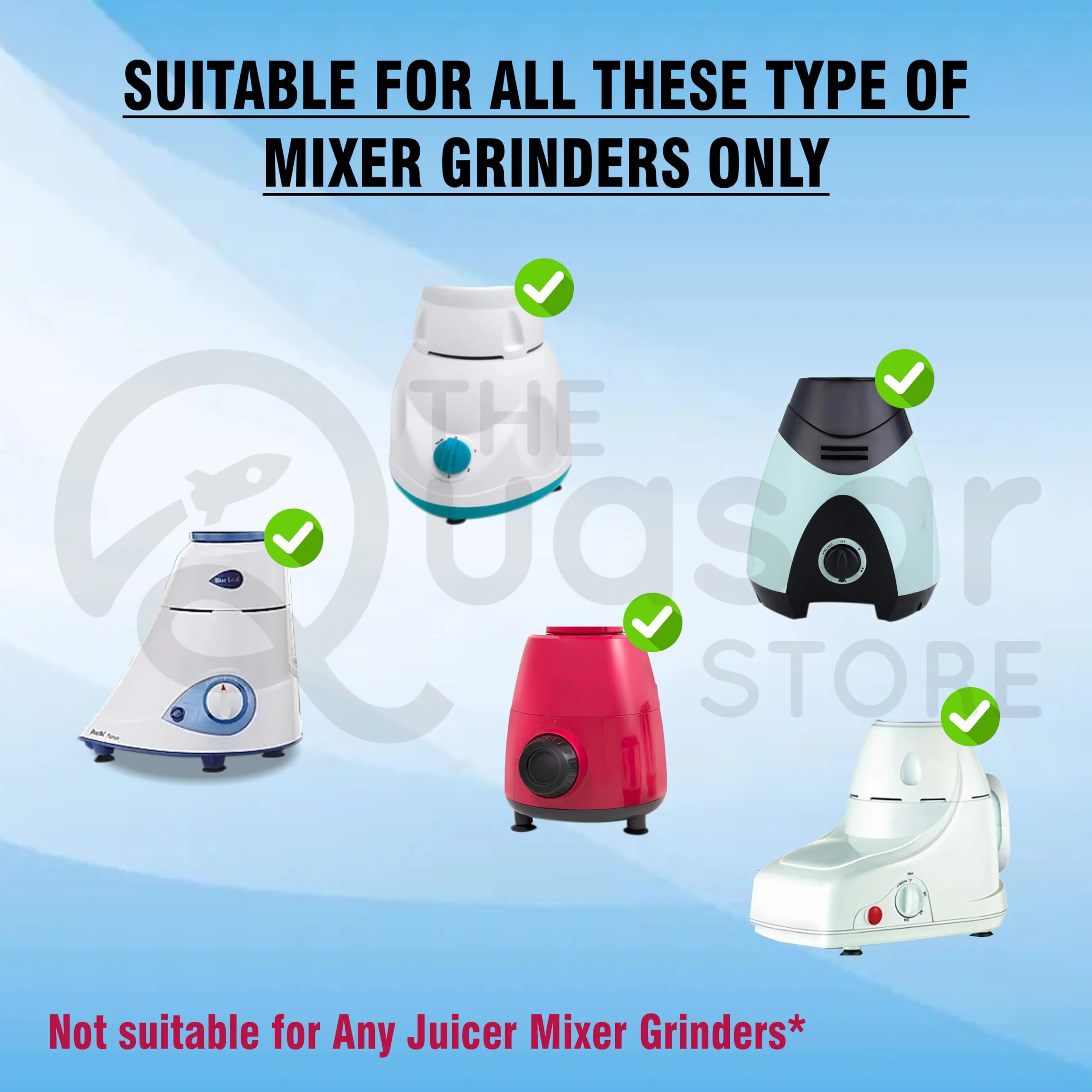 The Quasar Store Combo Chutney Jar, Mixer Jar (180 Ml 400 Ml) Suitable For All Local & Branded Mixer Which Comes With 2 Lock & 4 Teeth Coupler - Silver - image 2