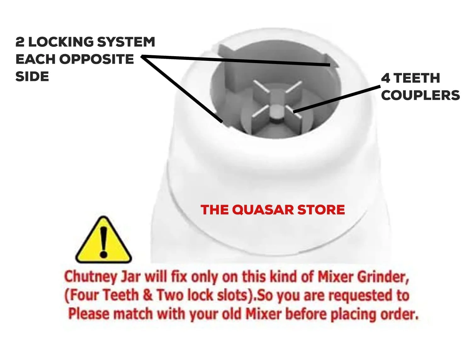 The Quasar Store Combo Chutney Jar, Mixer Jar (180 Ml 400 Ml) Suitable For All Local & Branded Mixer Which Comes With 2 Lock & 4 Teeth Coupler - Silver - image 4