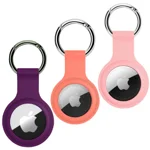 SQUIF Pack of 3 Airtag Case for Airtags Silicone Case Protective Cover for Airtag Case Locator Tracker Anti-Lost Device Keychain Protection Sleeve (Darkpurple_DarkOrange_Pink)