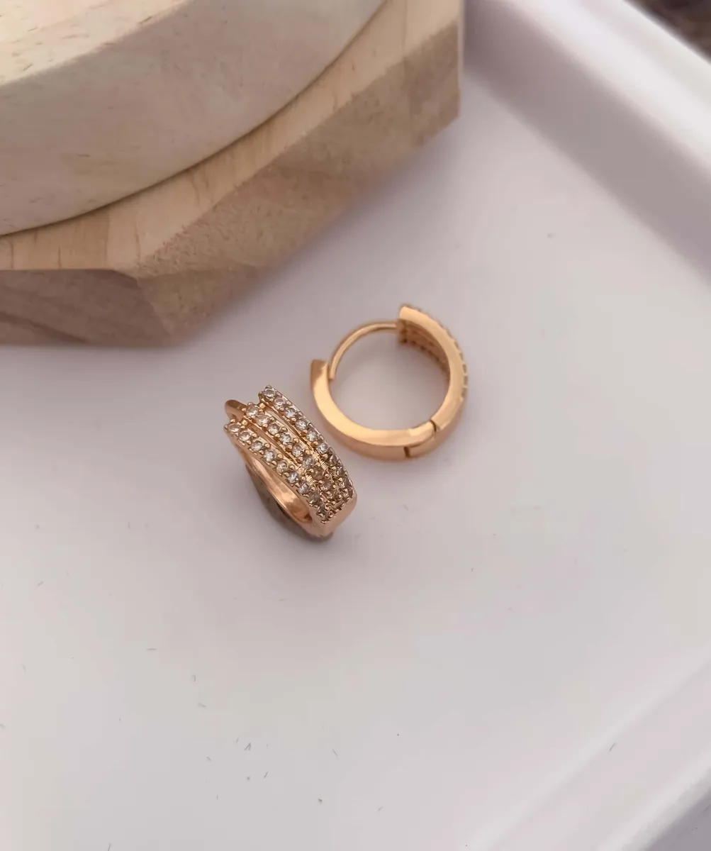 Buy 1 Get 1 Free -American Diamond Fancy Delicate Rose Gold Bali Earrings