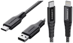 Ambrane 60W / 3A Fast Charging Type C Cable for Smartphones, Tablets, (RCT15A, Black) Lightning Cable combo