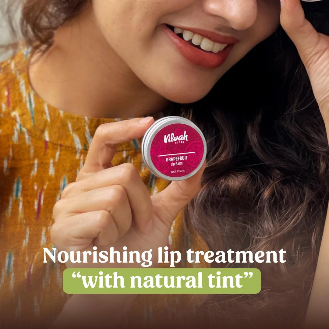 vilvah STORE Grapefruit Lip Balm | For Dry Damaged And Chapped Lips | Moisturizing Lip Balms | Enriched With Shea Butter, Unrefined Beeswax & Essential Oils | 10G (Multicolor ) - image 5