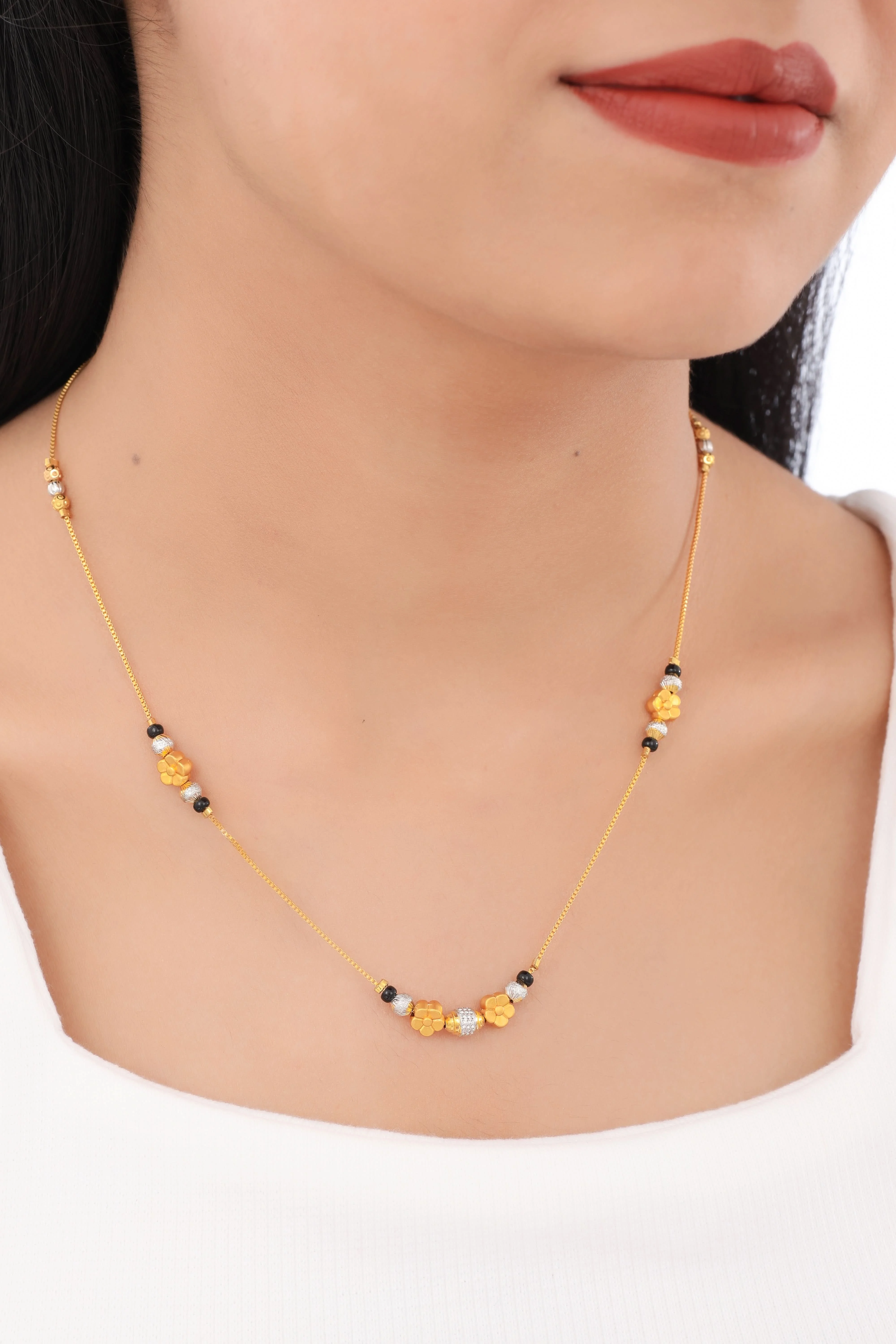 Buy 1 Get 1 Free -  Golden Blossom Beads Mangalsutra