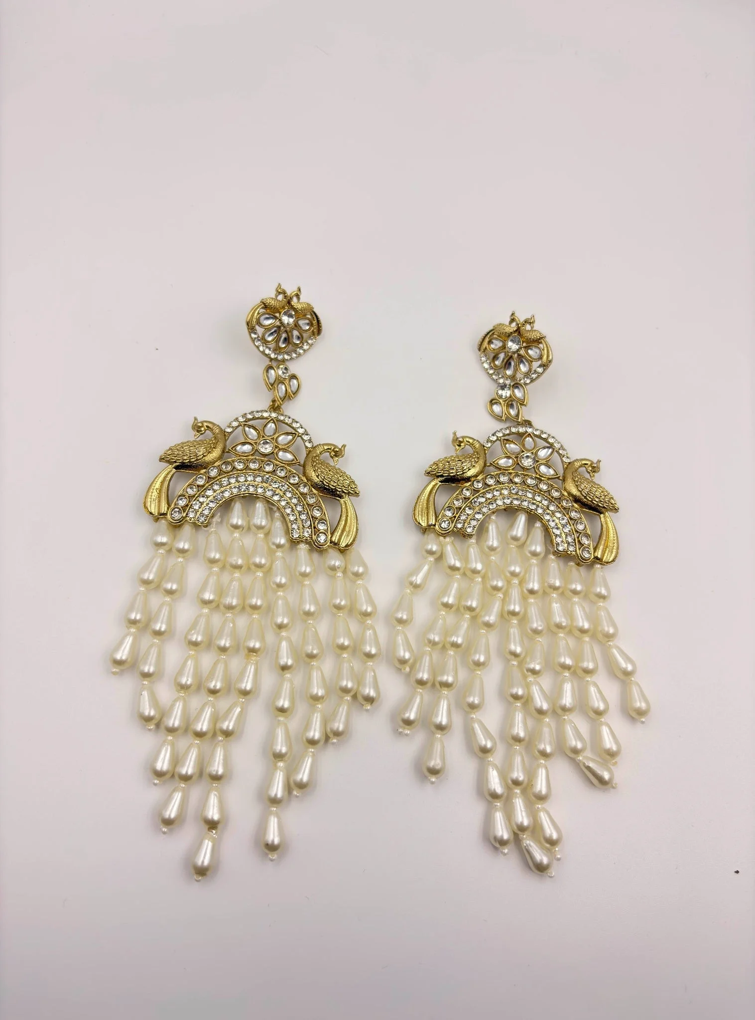 Royal Peacock Pearl Cascade Earrings – Fashion Jewellery for Women | Arveeta