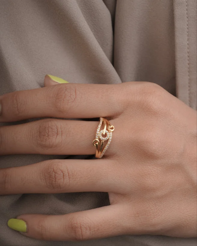 American Diamond Hight Gold Plated Fancy Ring