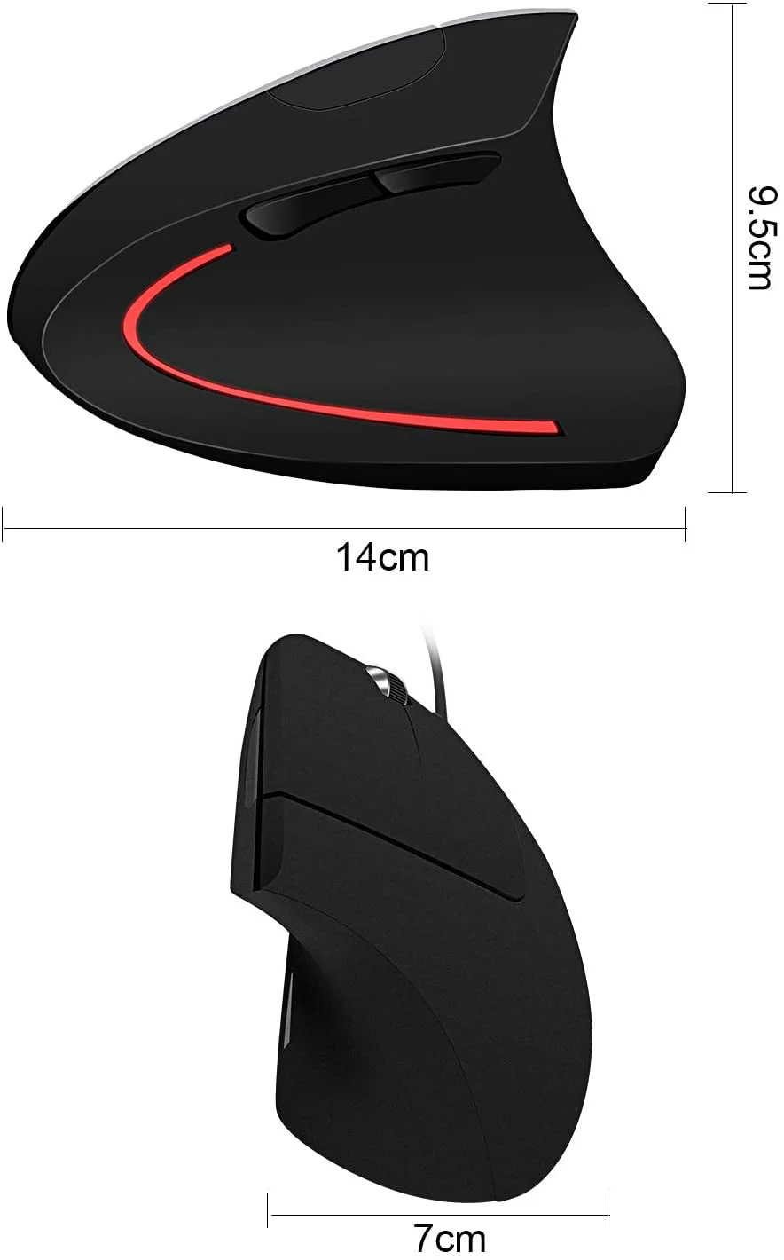 Verilux® Wired Vertical Mouse, Optical Ergonomic Mouse with 4 Adjustable DPI 800/1200/2000/3200, 5 Buttons USB Computer Mouse, Better for Large and Medium Sized Hands,for for Mac, PC, Desktop - image 4